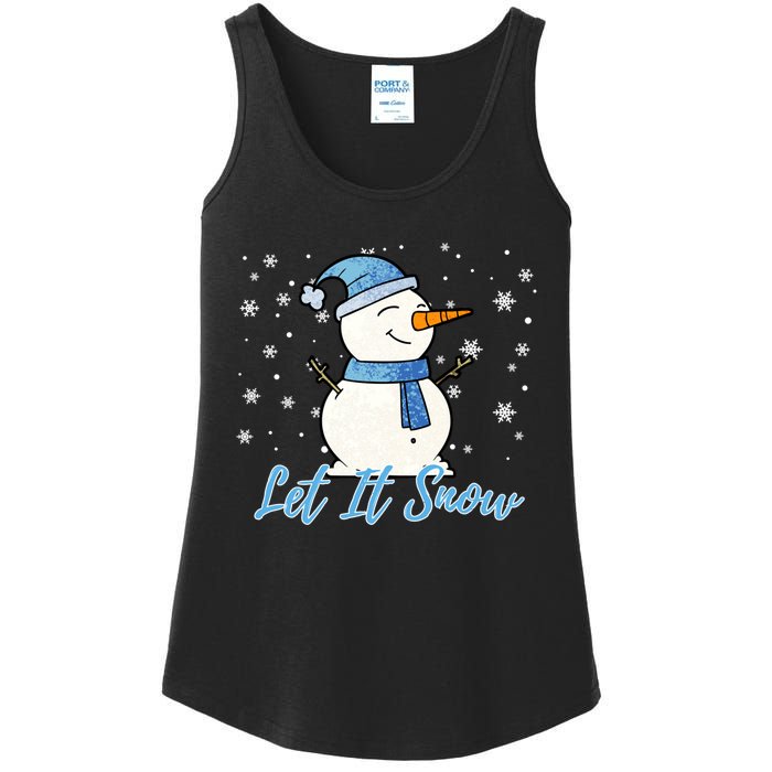 Cute Snowman Let It Snow Christmas Holiday Ladies Essential Tank