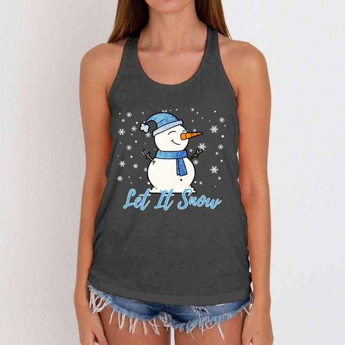 Cute Snowman Let It Snow Christmas Holiday Women's Knotted Racerback Tank