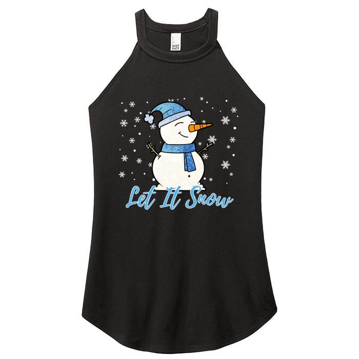 Cute Snowman Let It Snow Christmas Holiday Women's Perfect Tri Rocker Tank