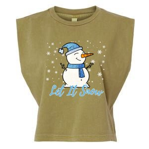 Cute Snowman Let It Snow Christmas Holiday Garment-Dyed Women's Muscle Tee