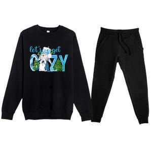 Christmas Snow LetS Get Cozy Winter Freezing Season Great Gift Premium Crewneck Sweatsuit Set