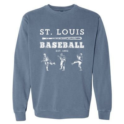 Classic St Louis Missouri Baseball Fan Retro Gift Garment-Dyed Sweatshirt