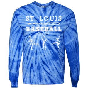 Classic St Louis Missouri Baseball Fan Retro Gift Tie-Dye Long Sleeve Shirt