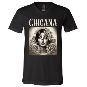 Chicana Style Lowrider Clothes Women Mexican American Latina V-Neck T-Shirt