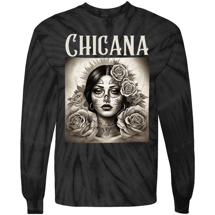 Chicana Style Lowrider Clothes Women Mexican American Latina Tie-Dye Long Sleeve Shirt