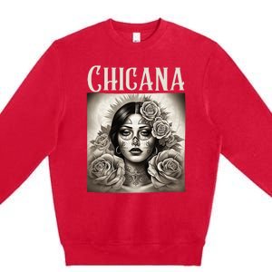 Chicana Style Lowrider Clothes Women Mexican American Latina Premium Crewneck Sweatshirt