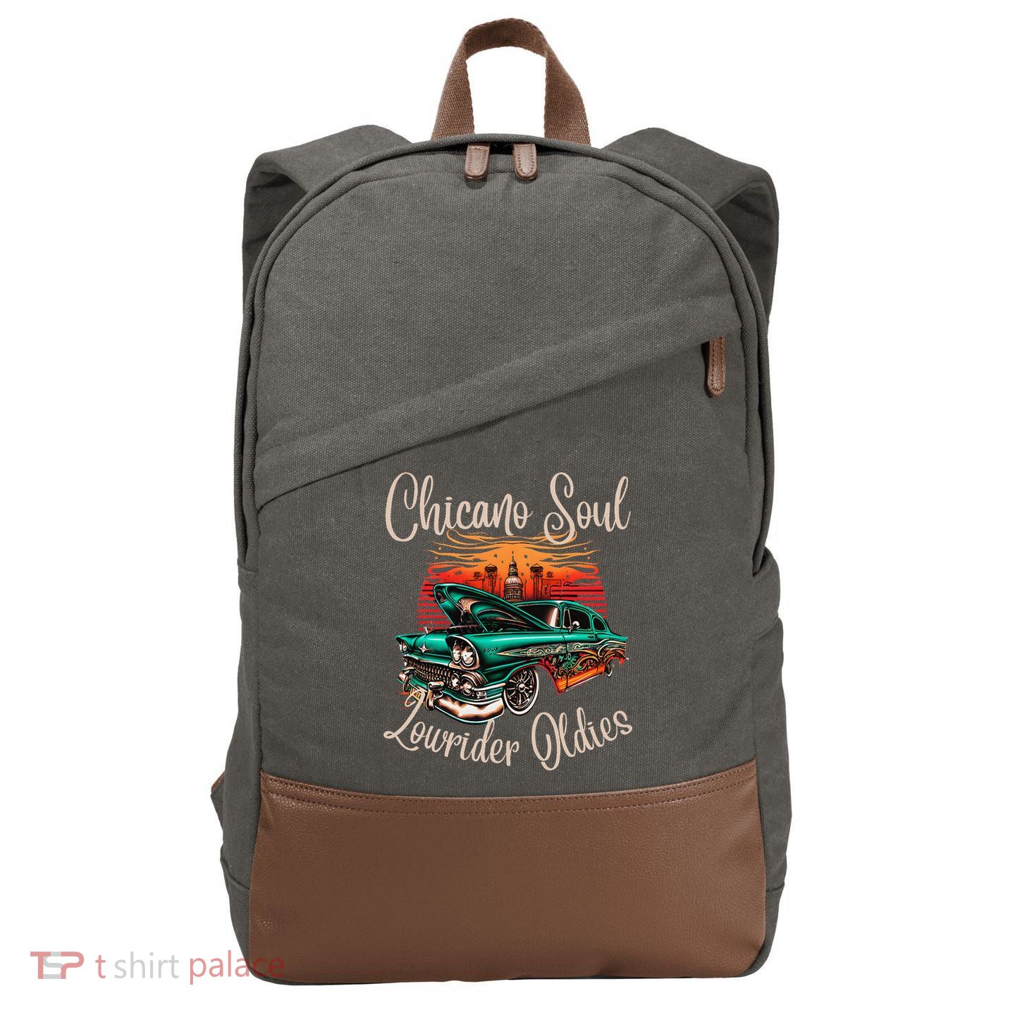 Chicano Soul Lowrider Oldies Car Clothing Low Slow Cholo Cotton Canvas Backpack