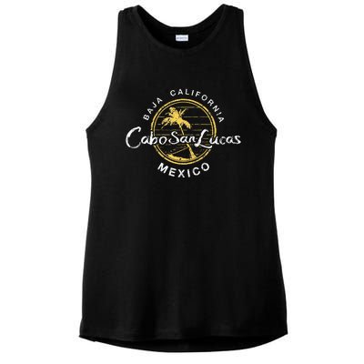 Cabo San Lucas Retro Vintage Ladies PosiCharge Tri-Blend Wicking Tank