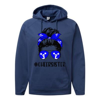 Cheer Sister Life Messy Bun Hair Cheerleader Mother's Day Performance Fleece Hoodie