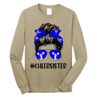 Cheer Sister Life Messy Bun Hair Cheerleader Mother's Day Long Sleeve Shirt