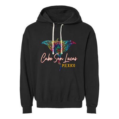 Cabo San Lucas Mexico Tie Dye Stingray Theme Family Vacation Garment-Dyed Fleece Hoodie