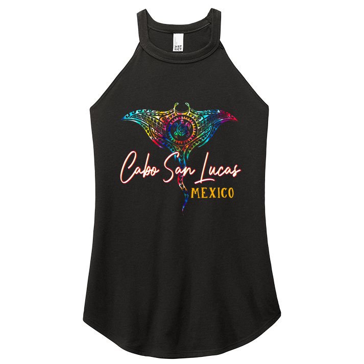 Cabo San Lucas Mexico Tie Dye Stingray Theme Family Vacation Women's Perfect Tri Rocker Tank