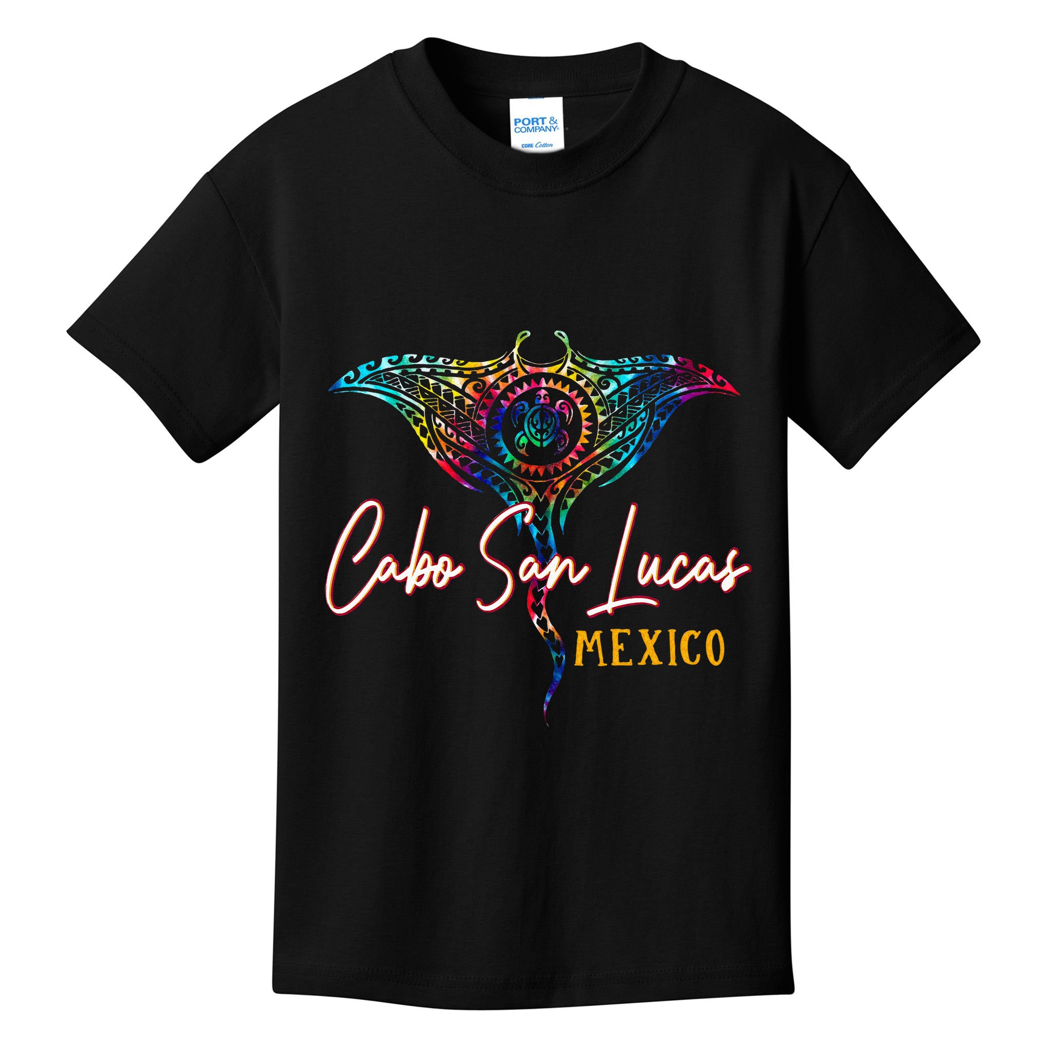 Cabo San Lucas Mexico Tie Dye Stingray Theme Family Vacation Kids T-Shirt