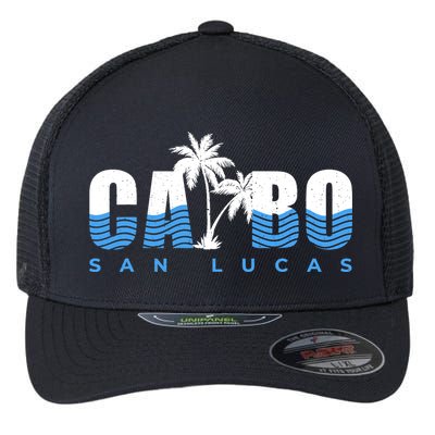 Cabo San Lucas Mexico Ocean Vibes Vintage Typography Flexfit Unipanel Trucker Cap