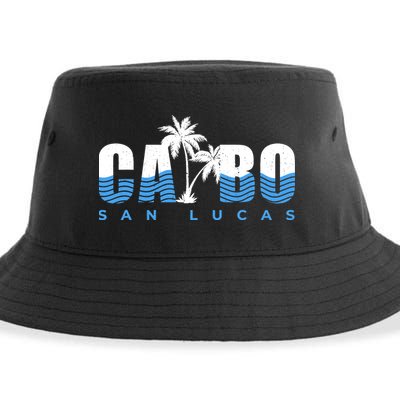 Cabo San Lucas Mexico Ocean Vibes Vintage Typography Sustainable Bucket Hat