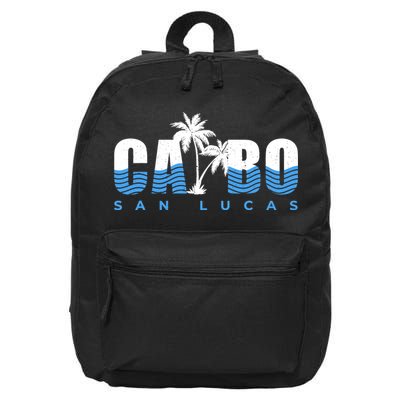 Cabo San Lucas Mexico Ocean Vibes Vintage Typography 16 in Basic Backpack