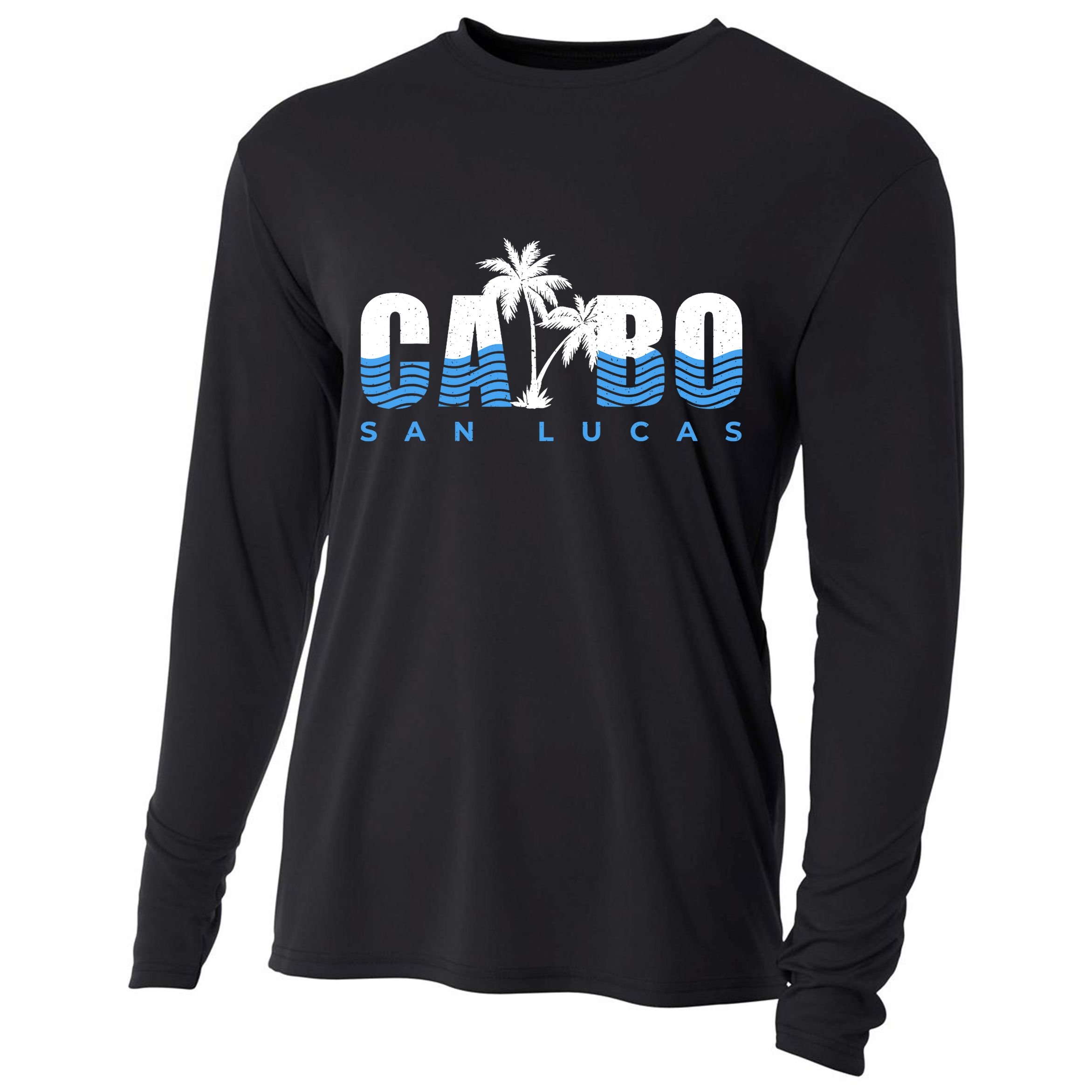 Cabo San Lucas Mexico Ocean Vibes Vintage Typography Cooling Performance Long Sleeve Crew