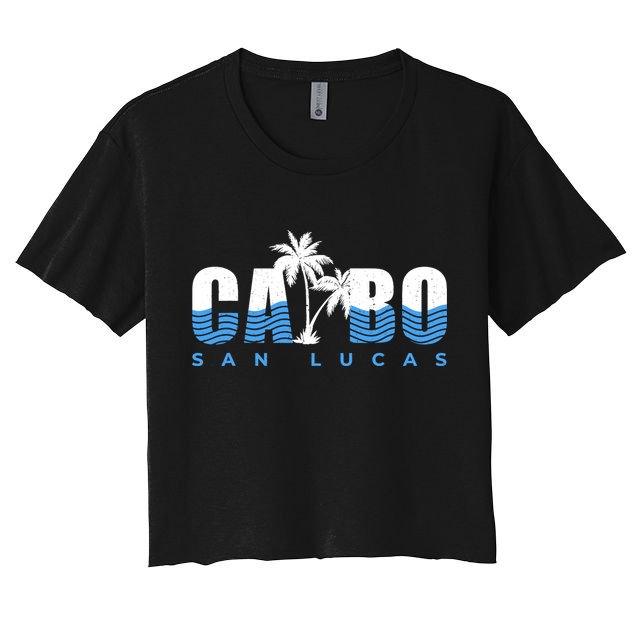 Cabo San Lucas Mexico Ocean Vibes Vintage Typography Women's Crop Top Tee