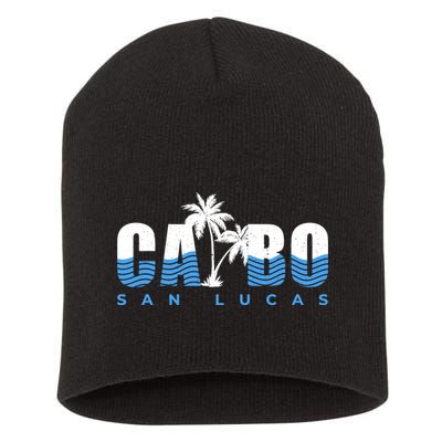Cabo San Lucas Mexico Ocean Vibes Vintage Typography Short Acrylic Beanie