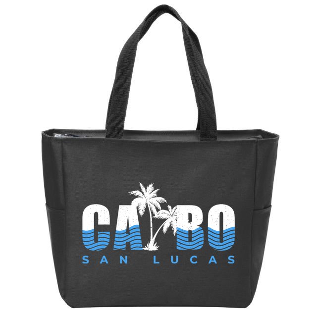 Cabo San Lucas Mexico Ocean Vibes Vintage Typography Zip Tote Bag