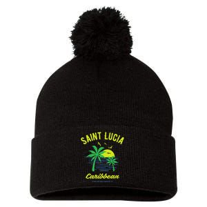 Caribbean Saint Lucia Pom Pom 12in Knit Beanie