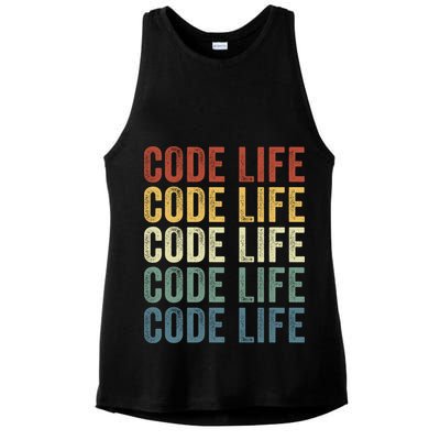 Code Sleek Life Minimalist Retro Design For Tech Enthusiasts Coding Aficionados Ladies PosiCharge Tri-Blend Wicking Tank