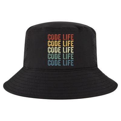 Code Sleek Life Minimalist Retro Design For Tech Enthusiasts Coding Aficionados Cool Comfort Performance Bucket Hat