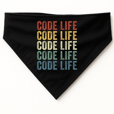 Code Sleek Life Minimalist Retro Design For Tech Enthusiasts Coding Aficionados USA-Made Doggie Bandana