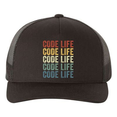 Code Sleek Life Minimalist Retro Design For Tech Enthusiasts Coding Aficionados Yupoong Adult 5-Panel Trucker Hat