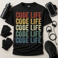 Code Sleek Life Minimalist Retro Design For Tech Enthusiasts Coding Aficionados Performance Shirt