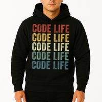 Code Sleek Life Minimalist Retro Design For Tech Enthusiasts Coding Aficionados Hoodie