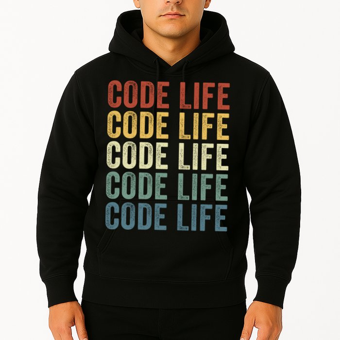 Code Sleek Life Minimalist Retro Design For Tech Enthusiasts Coding Aficionados Hoodie
