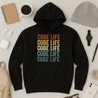 Code Sleek Life Minimalist Retro Design For Tech Enthusiasts Coding Aficionados Hoodie