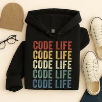 Code Sleek Life Minimalist Retro Design For Tech Enthusiasts Coding Aficionados Hoodie