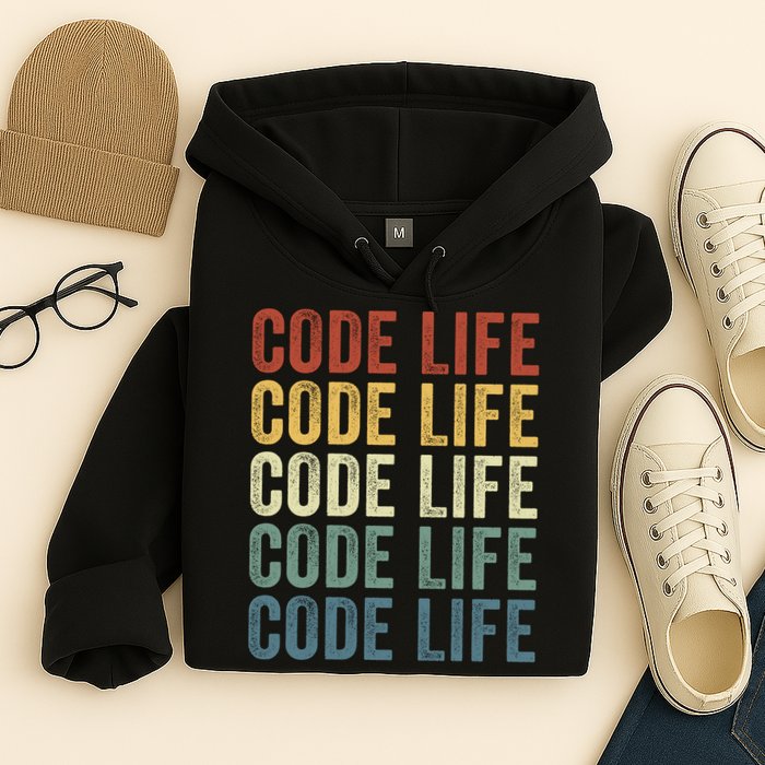 Code Sleek Life Minimalist Retro Design For Tech Enthusiasts Coding Aficionados Hoodie