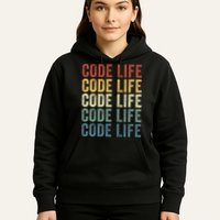 Code Sleek Life Minimalist Retro Design For Tech Enthusiasts Coding Aficionados Hoodie