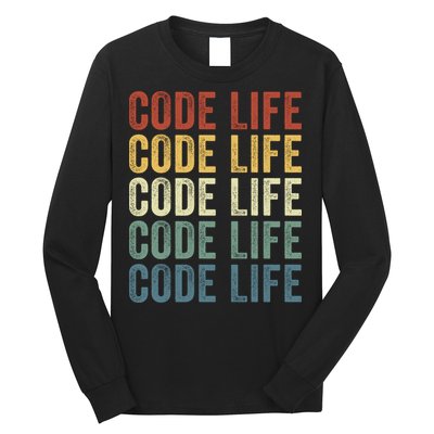 Code Sleek Life Minimalist Retro Design For Tech Enthusiasts Coding Aficionados Long Sleeve Shirt