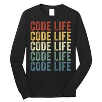 Code Sleek Life Minimalist Retro Design For Tech Enthusiasts Coding Aficionados Long Sleeve Shirt