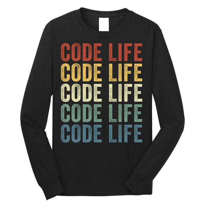 Code Sleek Life Minimalist Retro Design For Tech Enthusiasts Coding Aficionados Long Sleeve Shirt