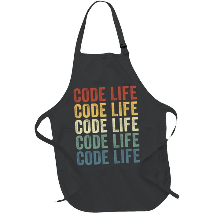 Code Sleek Life Minimalist Retro Design For Tech Enthusiasts Coding Aficionados Apron