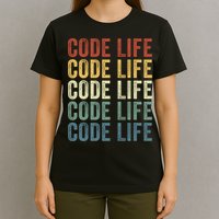 Code Sleek Life Minimalist Retro Design For Tech Enthusiasts Coding Aficionados T-Shirt