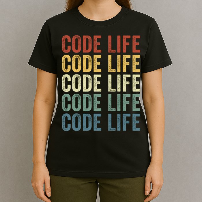 Code Sleek Life Minimalist Retro Design For Tech Enthusiasts Coding Aficionados T-Shirt