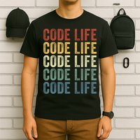 Code Sleek Life Minimalist Retro Design For Tech Enthusiasts Coding Aficionados T-Shirt