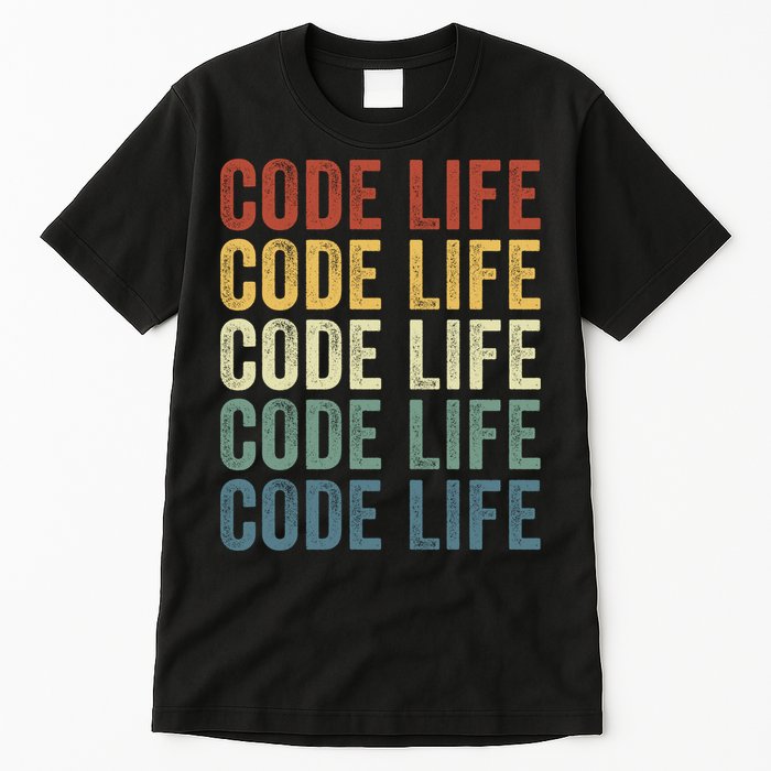 Code Sleek Life Minimalist Retro Design For Tech Enthusiasts Coding Aficionados Tall T-Shirt