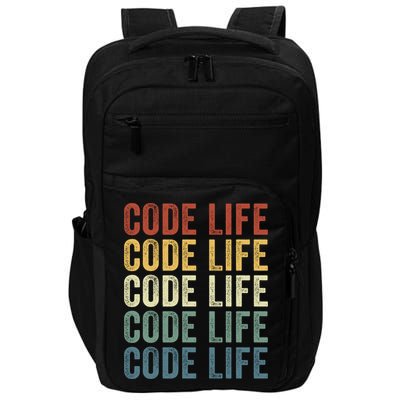 Code Sleek Life Minimalist Retro Design For Tech Enthusiasts Coding Aficionados Impact Tech Backpack