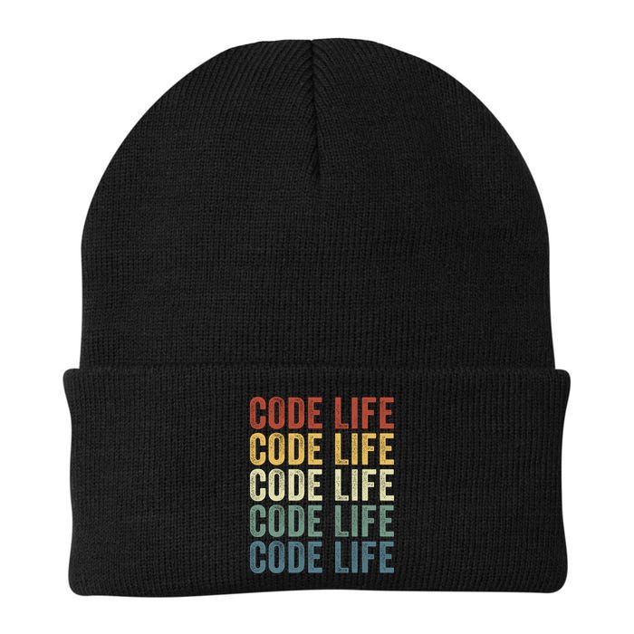 Code Sleek Life Minimalist Retro Design For Tech Enthusiasts Coding Aficionados Beanie