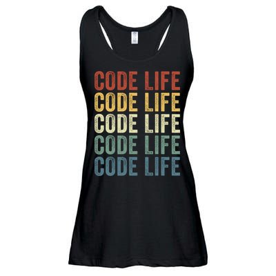 Code Sleek Life Minimalist Retro Design For Tech Enthusiasts Coding Aficionados Ladies Essential Flowy Tank