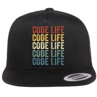 Code Sleek Life Minimalist Retro Design For Tech Enthusiasts Coding Aficionados Flatbill Hat
