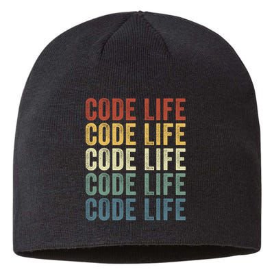 Code Sleek Life Minimalist Retro Design For Tech Enthusiasts Coding Aficionados Sustainable Beanie