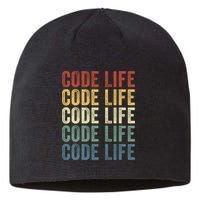 Code Sleek Life Minimalist Retro Design For Tech Enthusiasts Coding Aficionados Sustainable Beanie